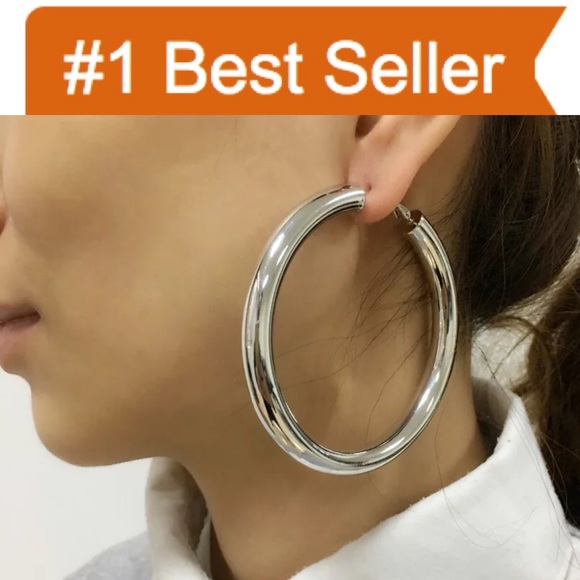 Jewelry - XL18kt white gold Plated Hoop Earrings